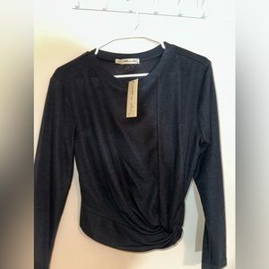 Black knotted long sleeve sweater
